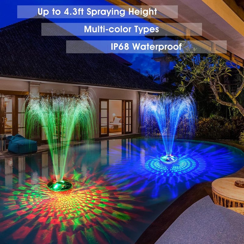 ChlorStar Upgraded Pool Fountain with Remote, Floating Pool Fountain with Lights, Above Ground Pool Water Fountains with Anchor, Swimming Pool Fountains for Inground Pool-1PC (White) - Image 2
